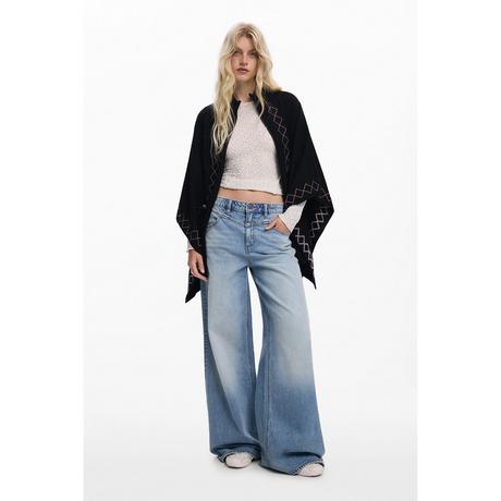 Desigual Poncho Karomuster Zickzack Stickerei  