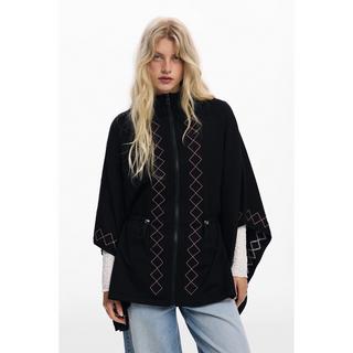 Desigual Poncho Karomuster Zickzack Stickerei  