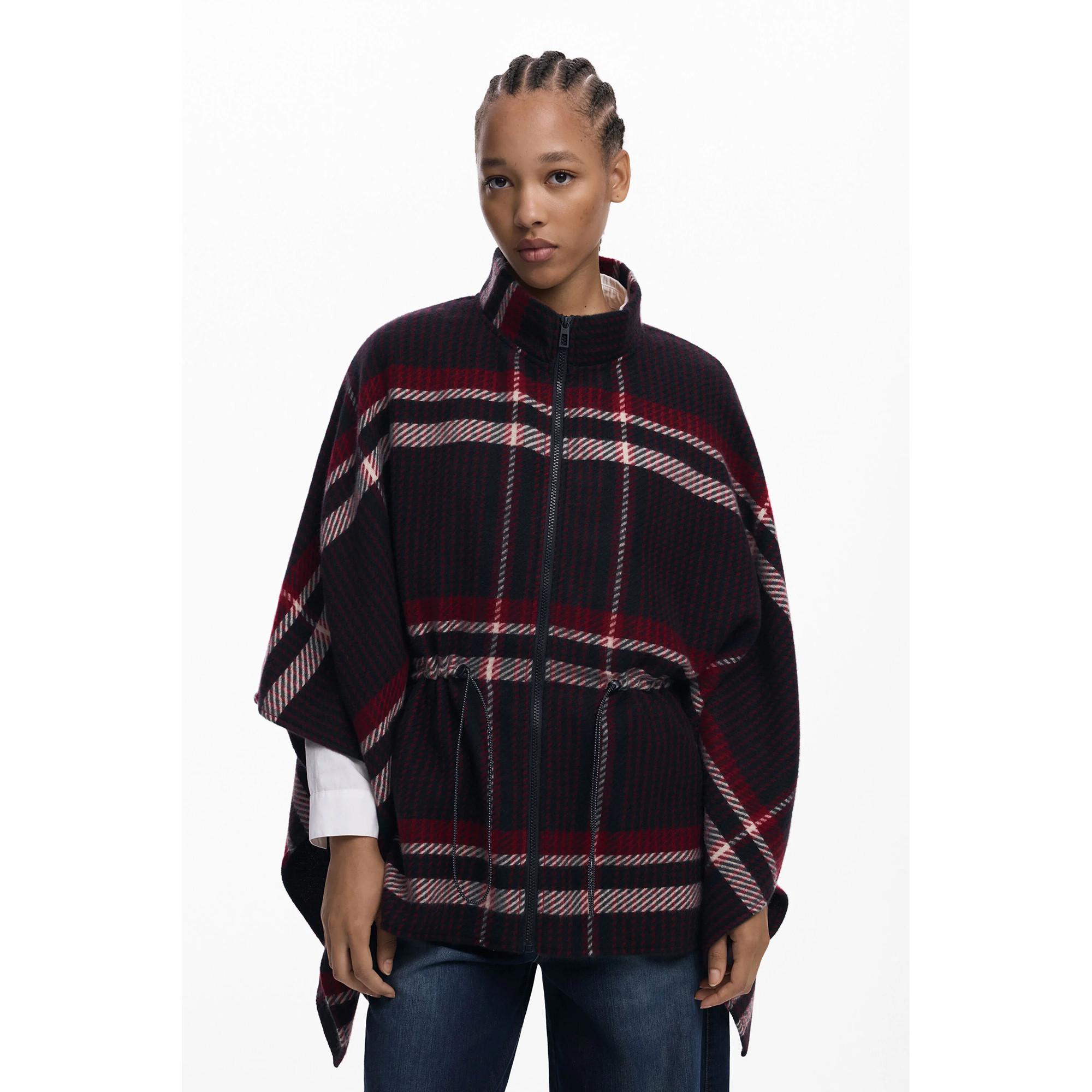 Desigual Tartan Poncho mit Reissverschluss  