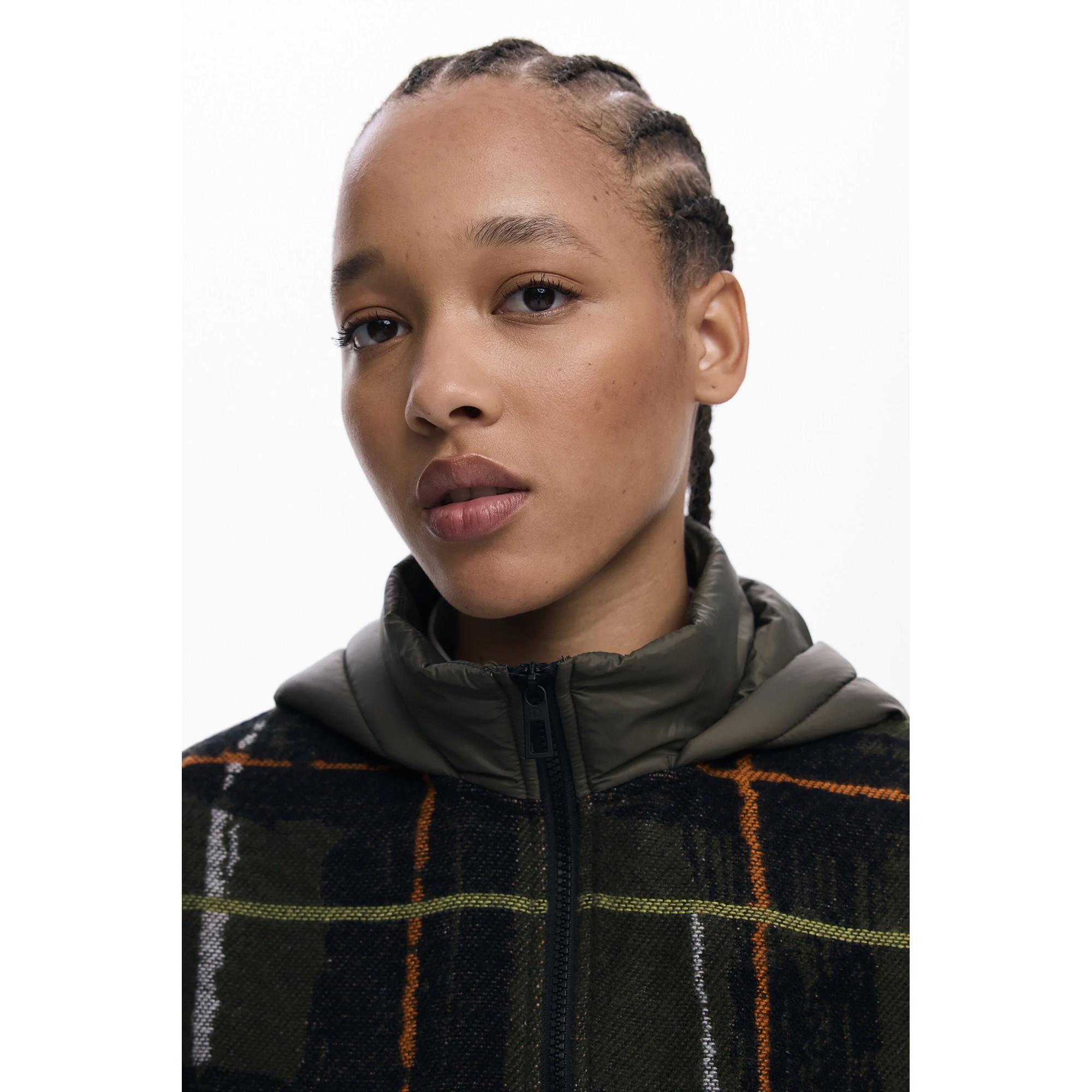 Desigual Karierter Poncho mit Kapuze  