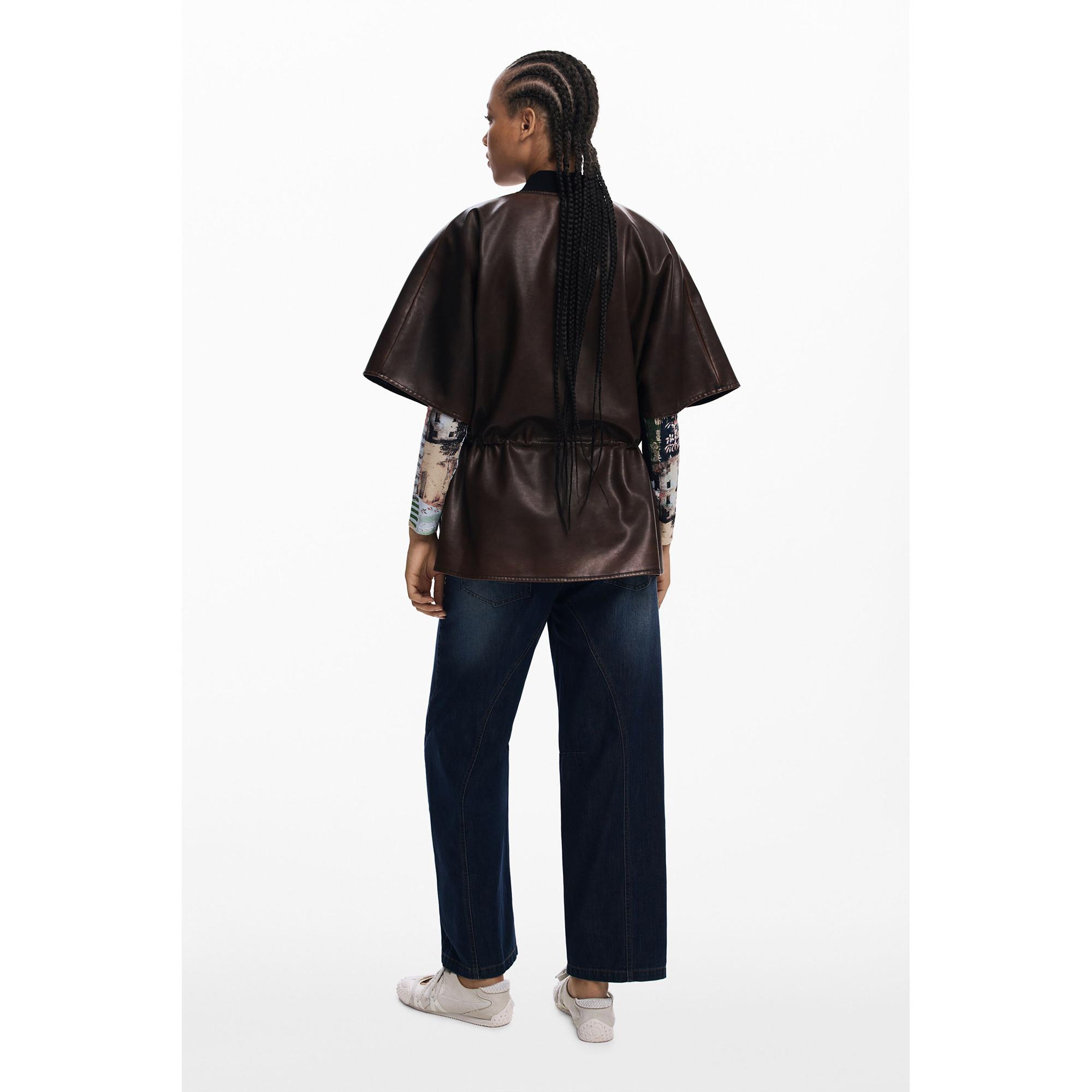 Desigual Poncho in Lederoptik  