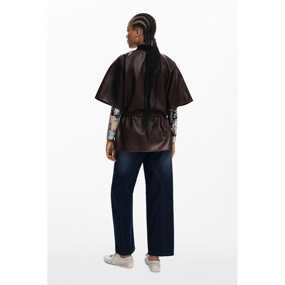 Desigual Poncho in Lederoptik  