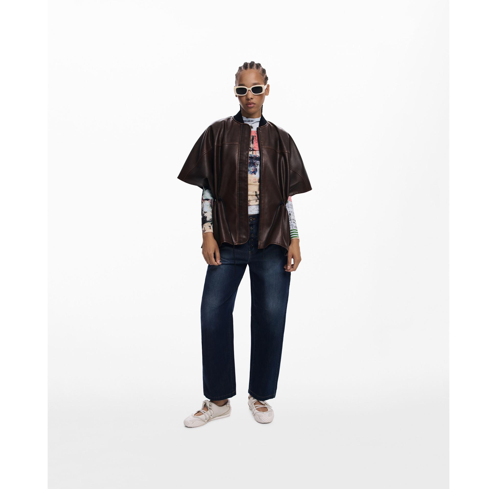 Desigual Poncho in Lederoptik  