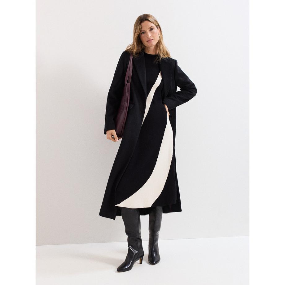 Phase Eight Julie Swirl Muster Geripptes Strick Midi Kleid  