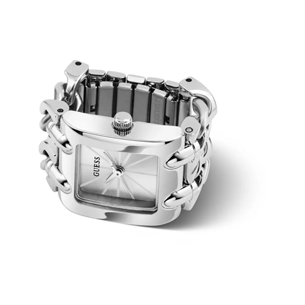 Guess Ring Watch Mod Heavy Metal Analog Watch Silver 18mm