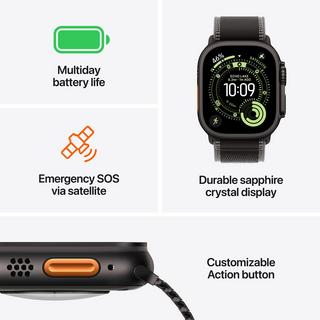 Apple AW Ultra 3 GPS + CEL 49mm Black Titanium Case with Black Ocean Band Smartwatch 
