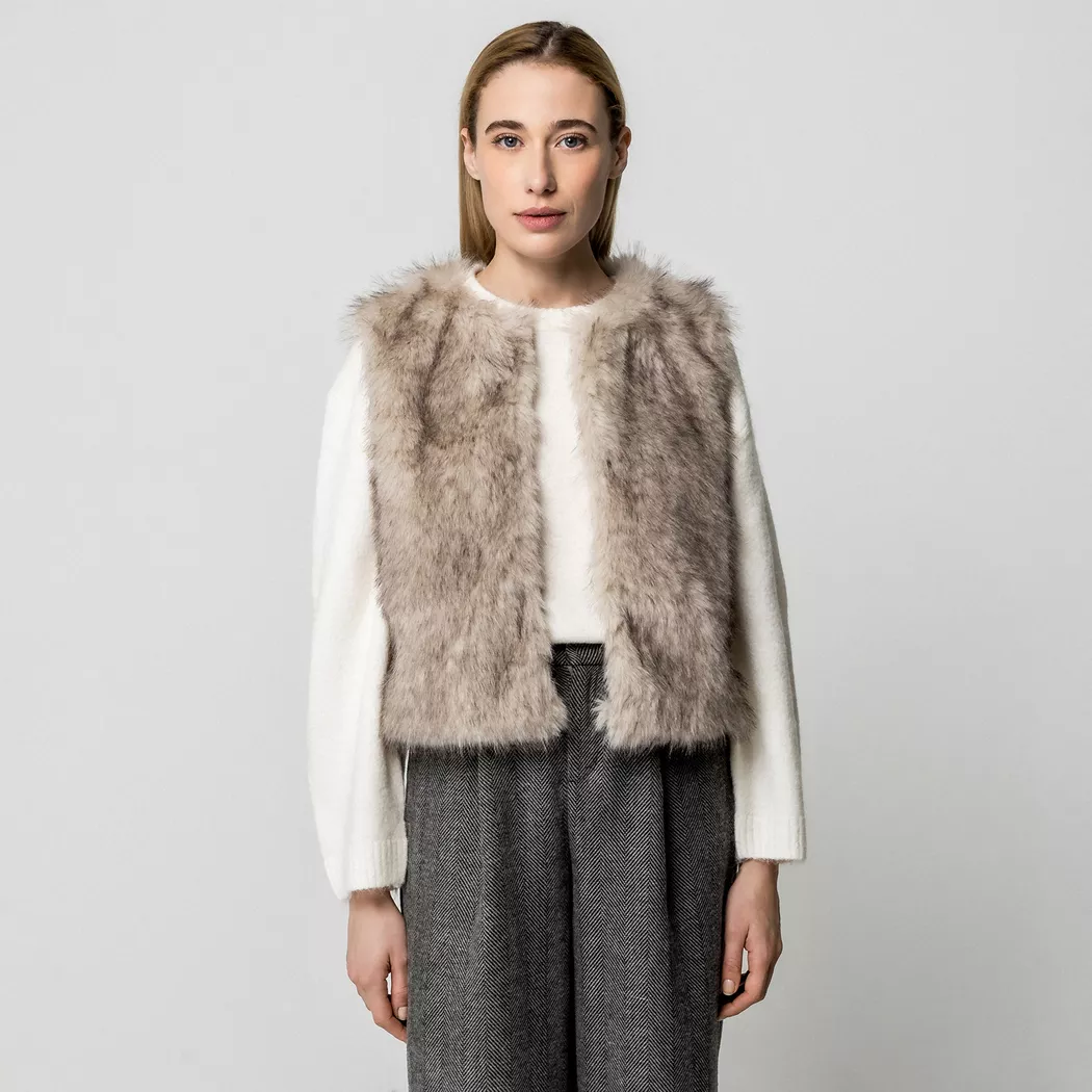 Gina Tricot - Kunstpelzjacke, für Damen, Beige, Größe S