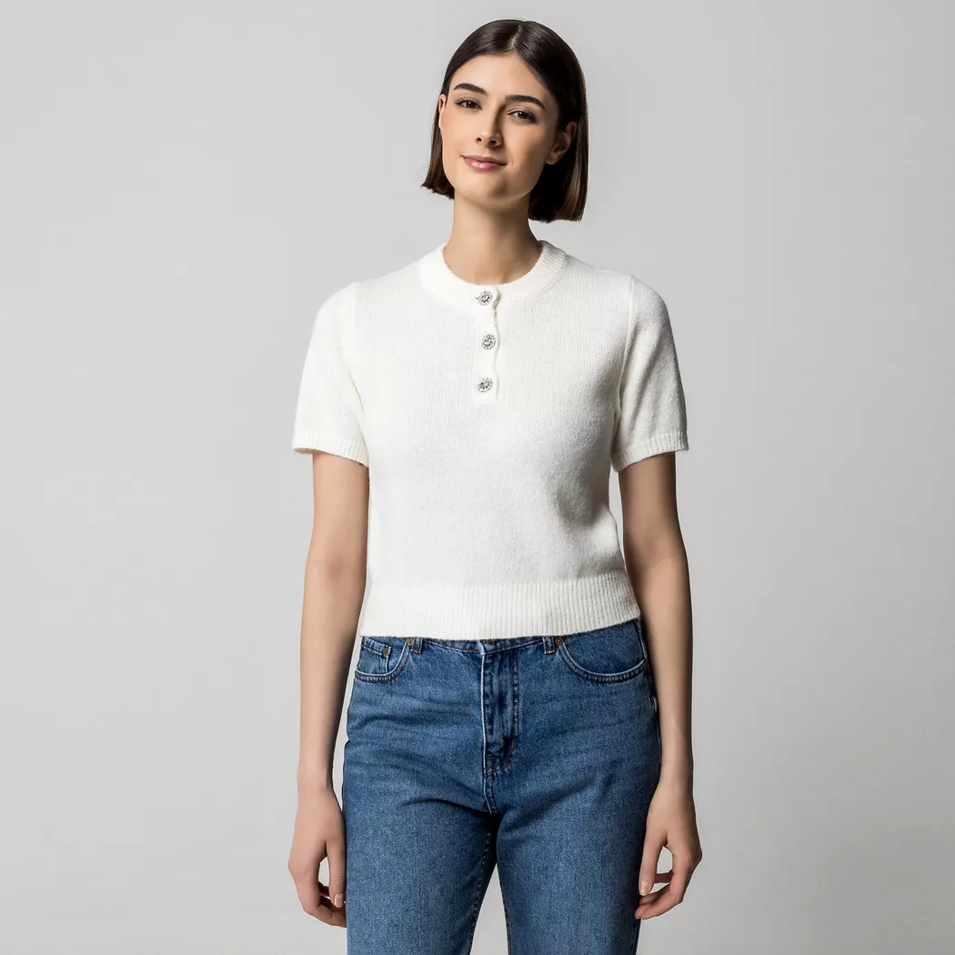Gina Tricot - Pullover, für Damen, Offwhite, Größe L