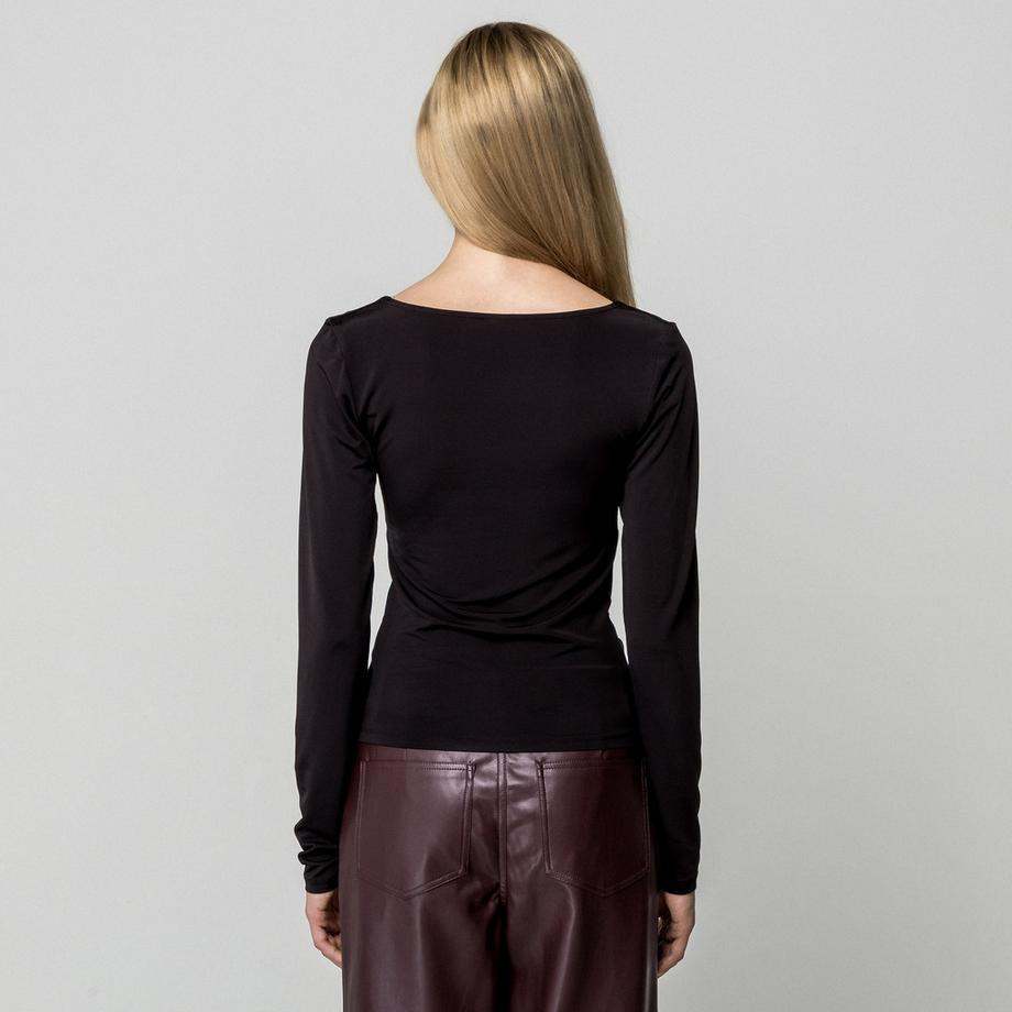 Gina Tricot Top Col Bénitier Manches Longues  