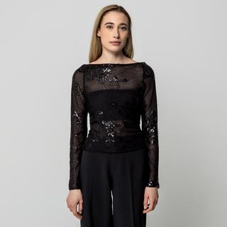 Gina Tricot Top Maniche Lunghe con Paillettes  