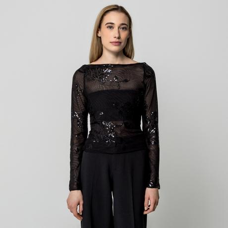 Gina Tricot Top Maniche Lunghe con Paillettes  