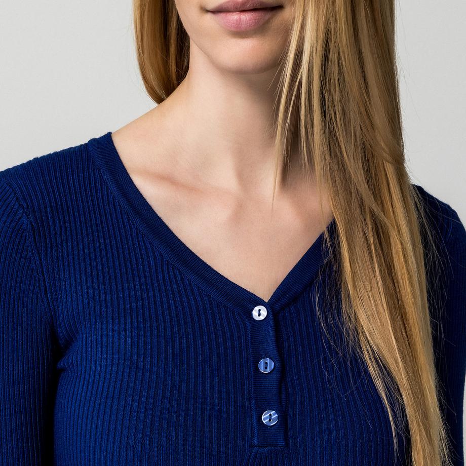 Manor Woman Maglione a coste scollo a V  