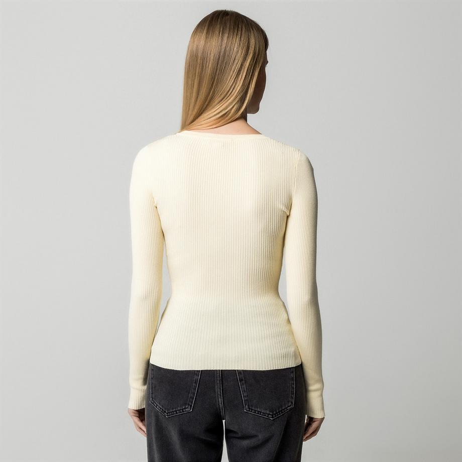 Manor Woman Gerippter V-Ausschnitt Pullover  