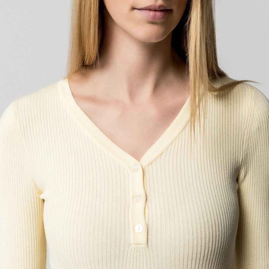 Manor Woman Gerippter V-Ausschnitt Pullover  