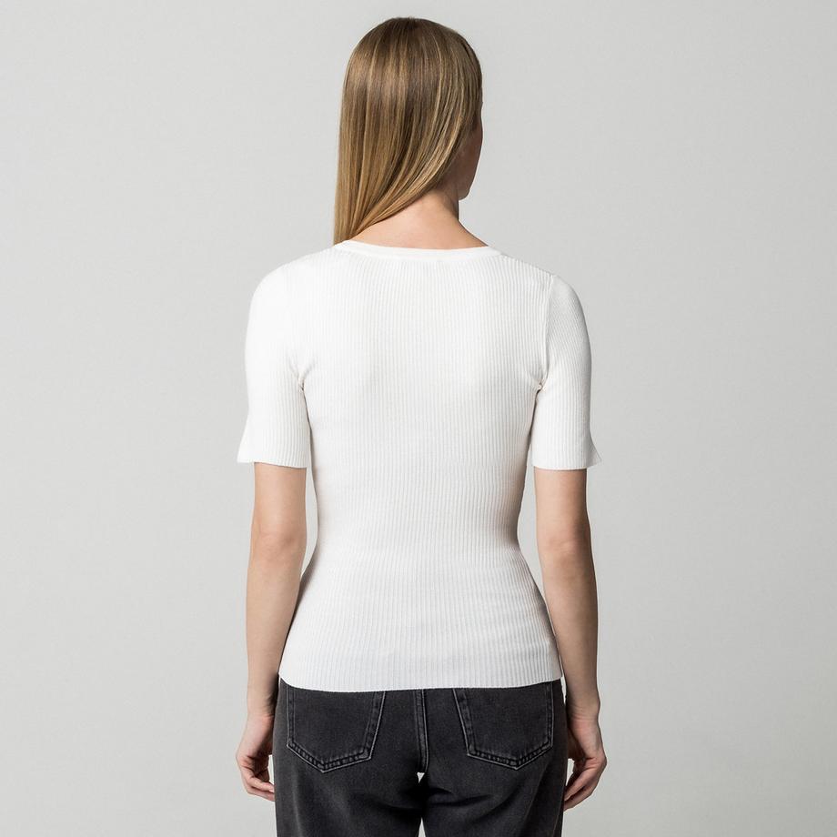 Manor Woman Gerippter Kurzarm Pullover  