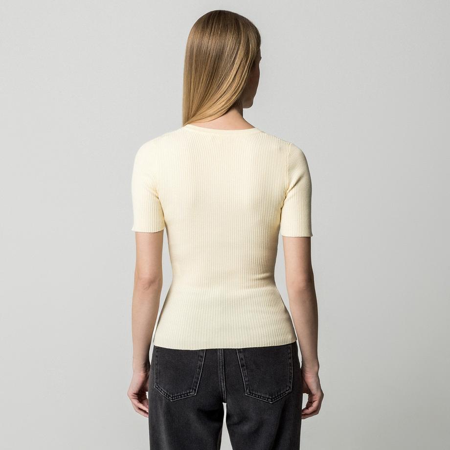 Manor Woman Pull côtelé à manches courtes  