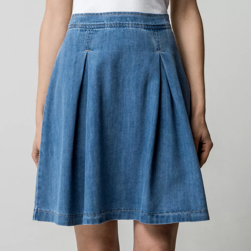 Manor Woman - Faltenrock, für Damen, Blau Denim, Größe 38