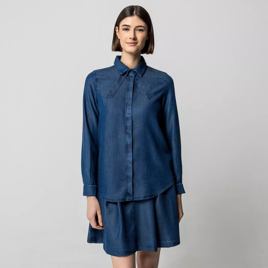 Manor Woman - Jeansbluse, für Damen, Blau, Größe 46