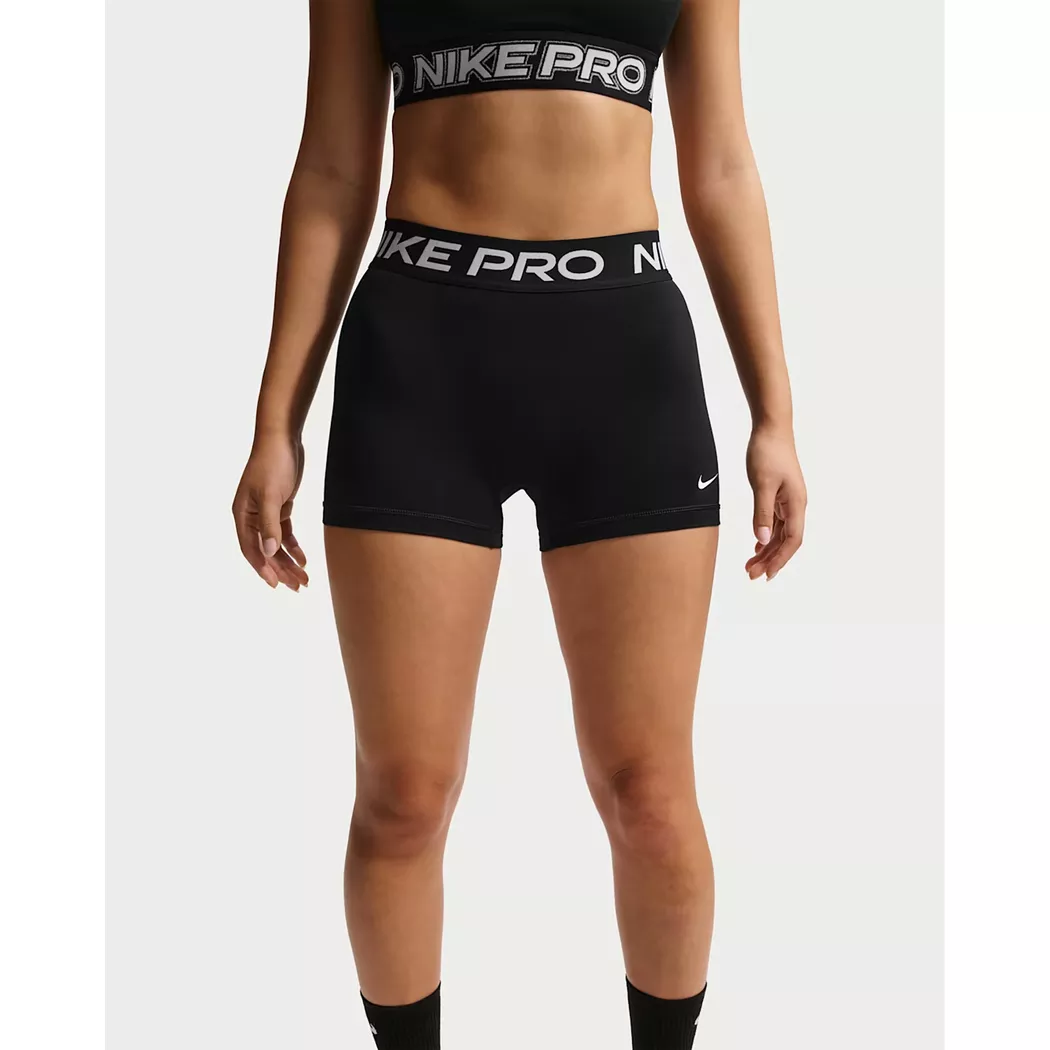Trainingstights NIKE "W NP DF 365 MR 3IN SHORT USM", Damen, Gr. M, N-Gr, schwarz, weiß, Obermaterial: 83% Polyester, 17% Elasthan, Hosen, leichtes und geschmeidiges Material, besonders dehnbar