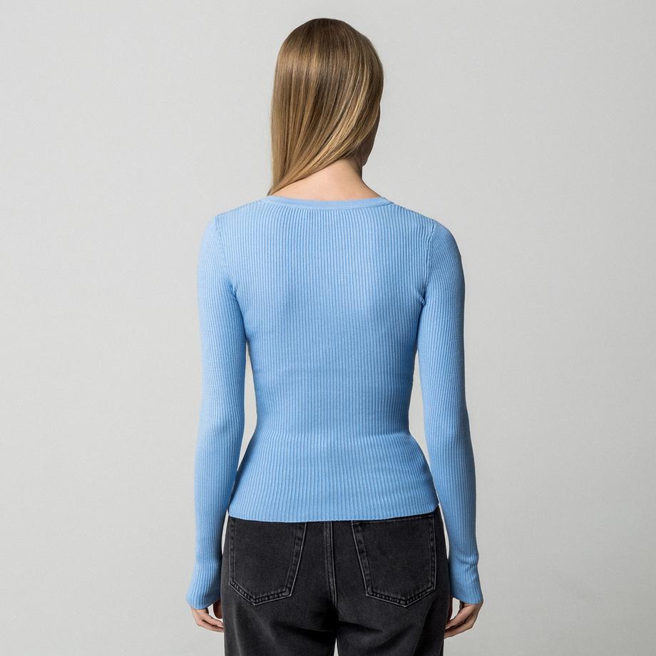 Manor Woman Maglione a coste scollo a V  