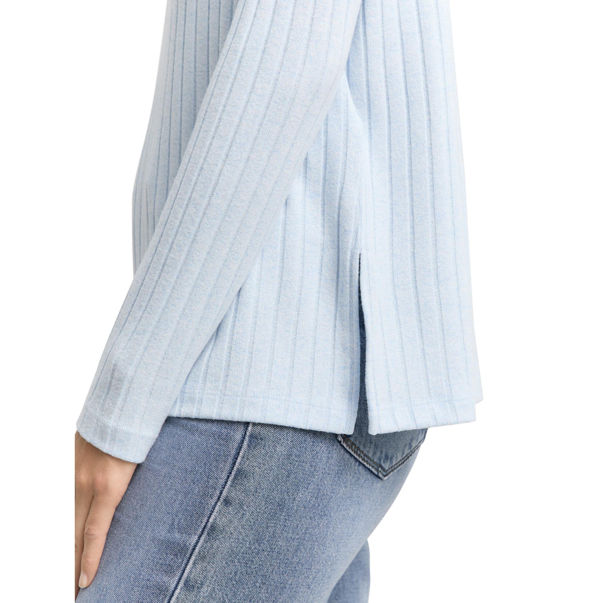 TOM TAILOR Geripptes Langarmshirt mit Stehkragen  