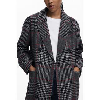 Desigual Long Manteau en Laine à Carreaux avec Capuche Amovible  