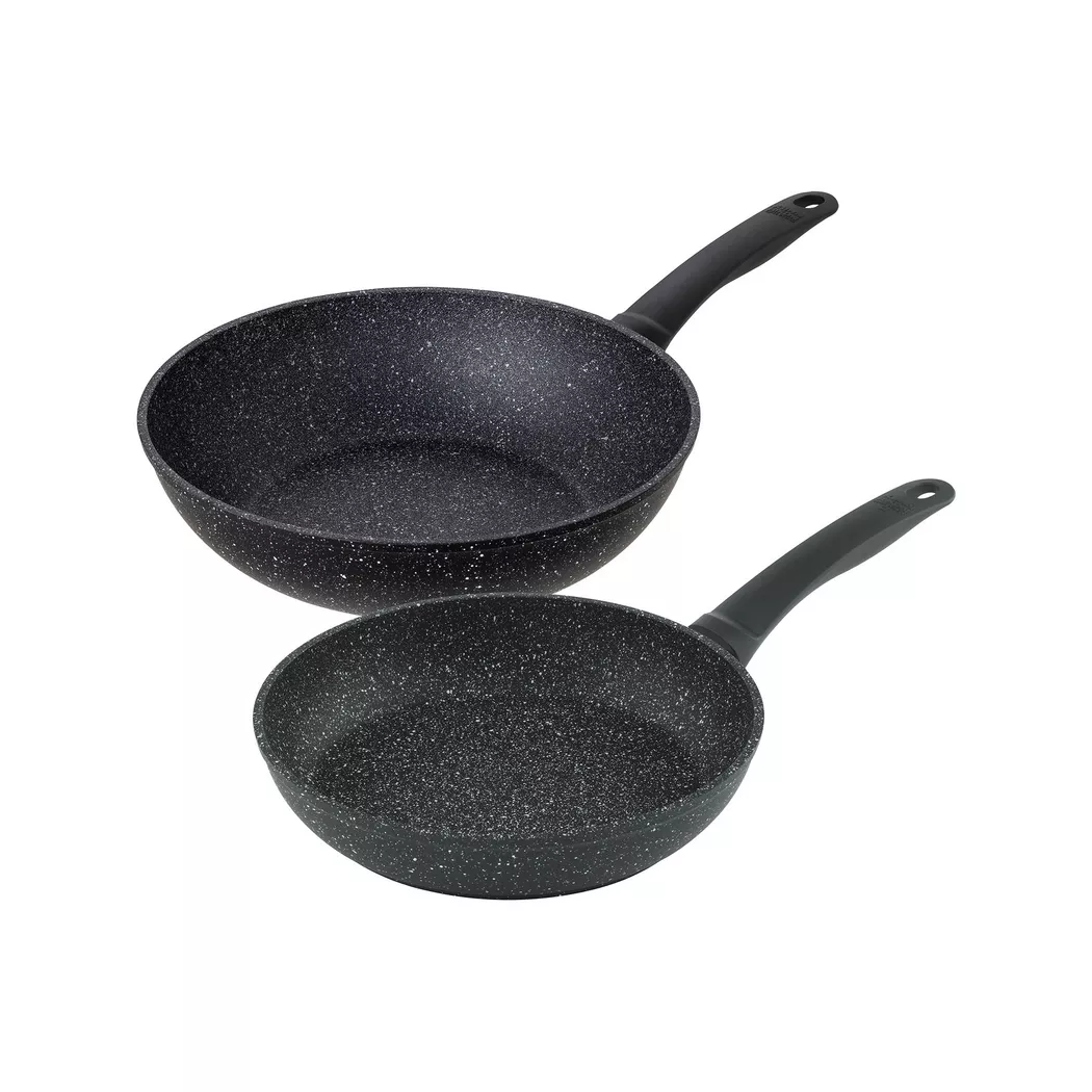 Kuhn Rikon - Bratpfanne-/Wok-Set, 24/28CM, Black