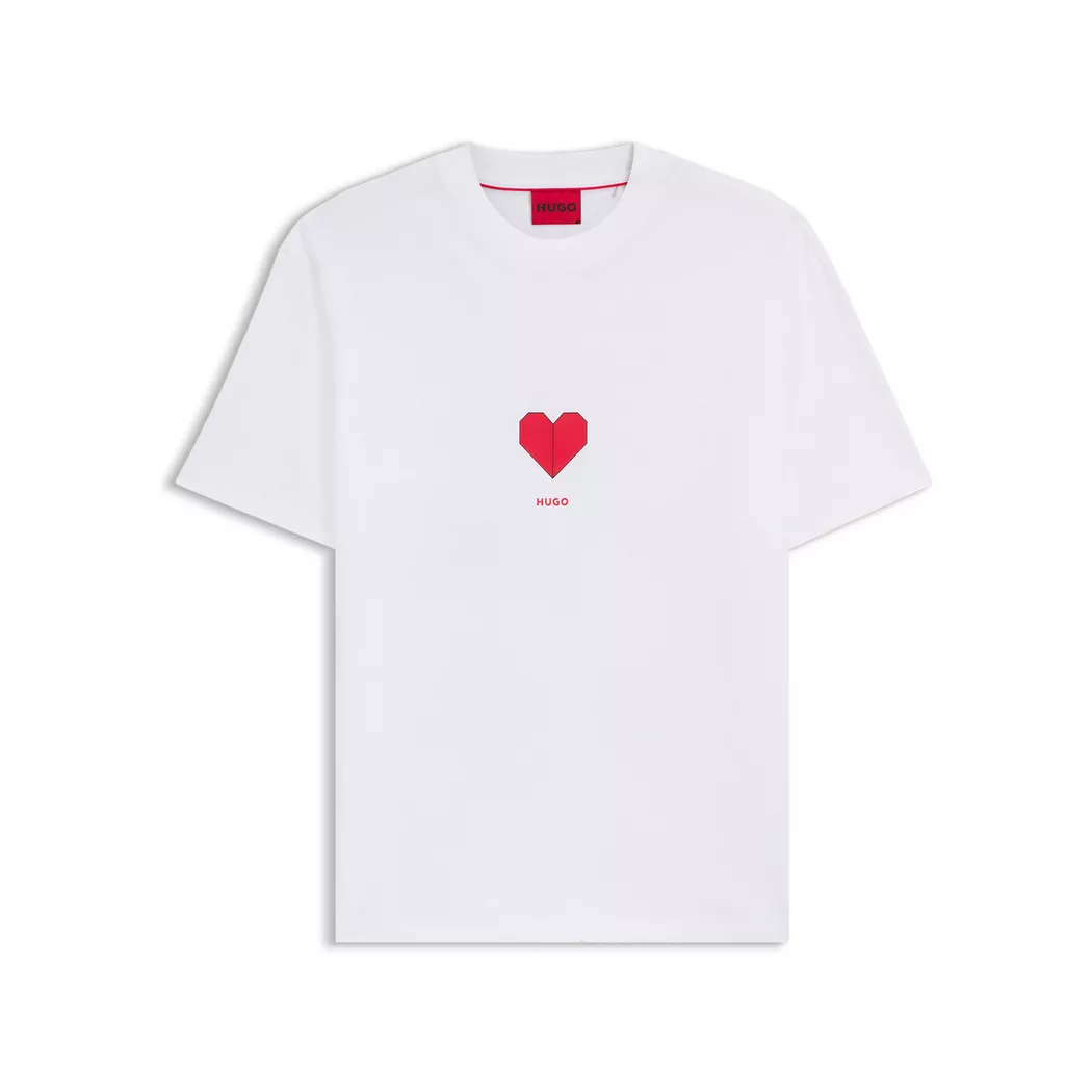 HUGO pour homme. 50488330 T-shirt Dapolino blanc (L), Casuel, Coton, Manche courte