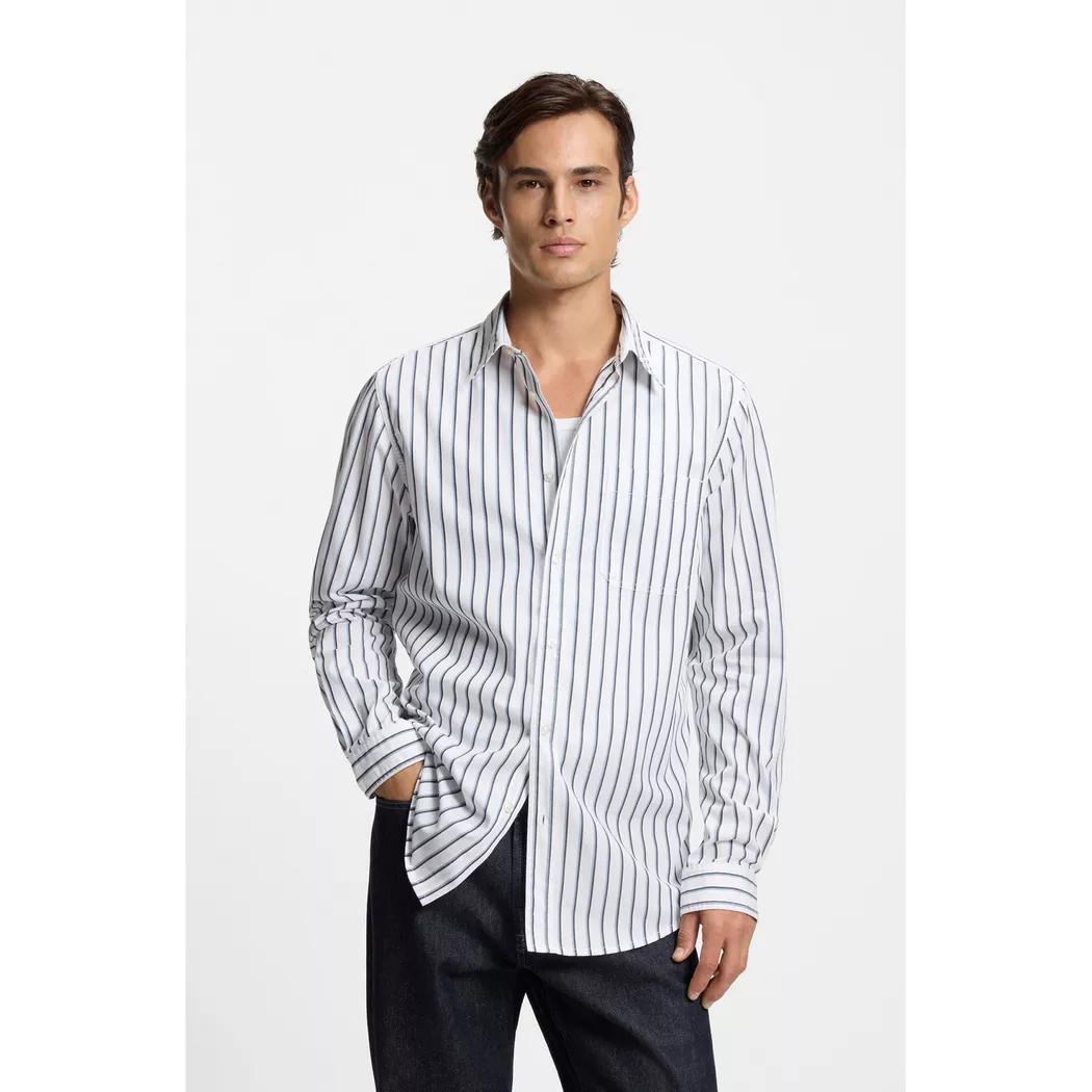 Hugo Chemise à Manches Longues Erillo 10273452 Open White M Homme