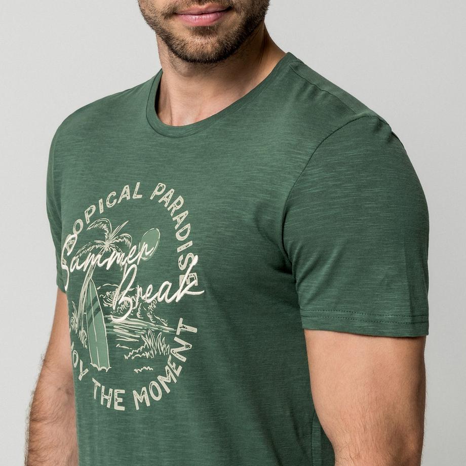 Manor Man T-shirt imprimé à manches courtes et col rond  