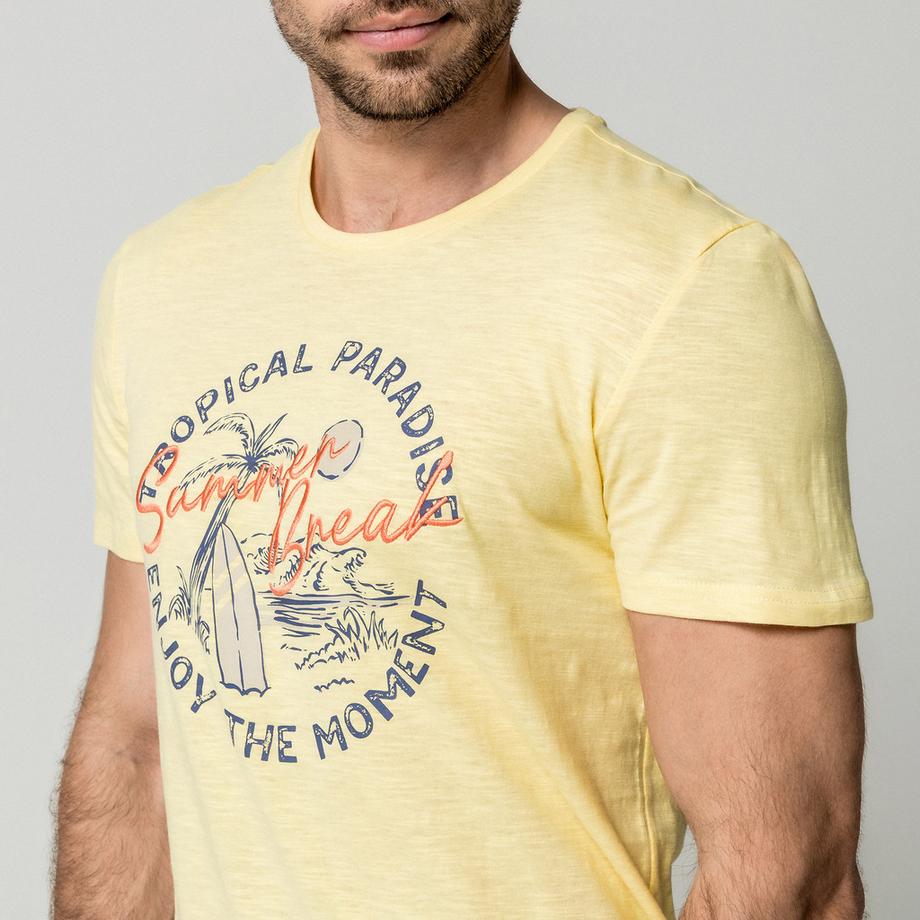 Manor Man T-shirt imprimé à manches courtes et col rond  