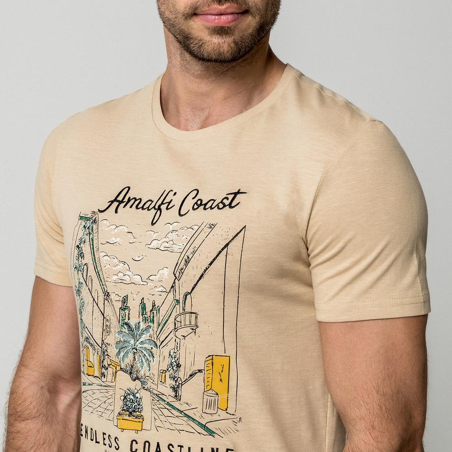 Manor Man Amalfi Coast Grafik Print T-Shirt  
