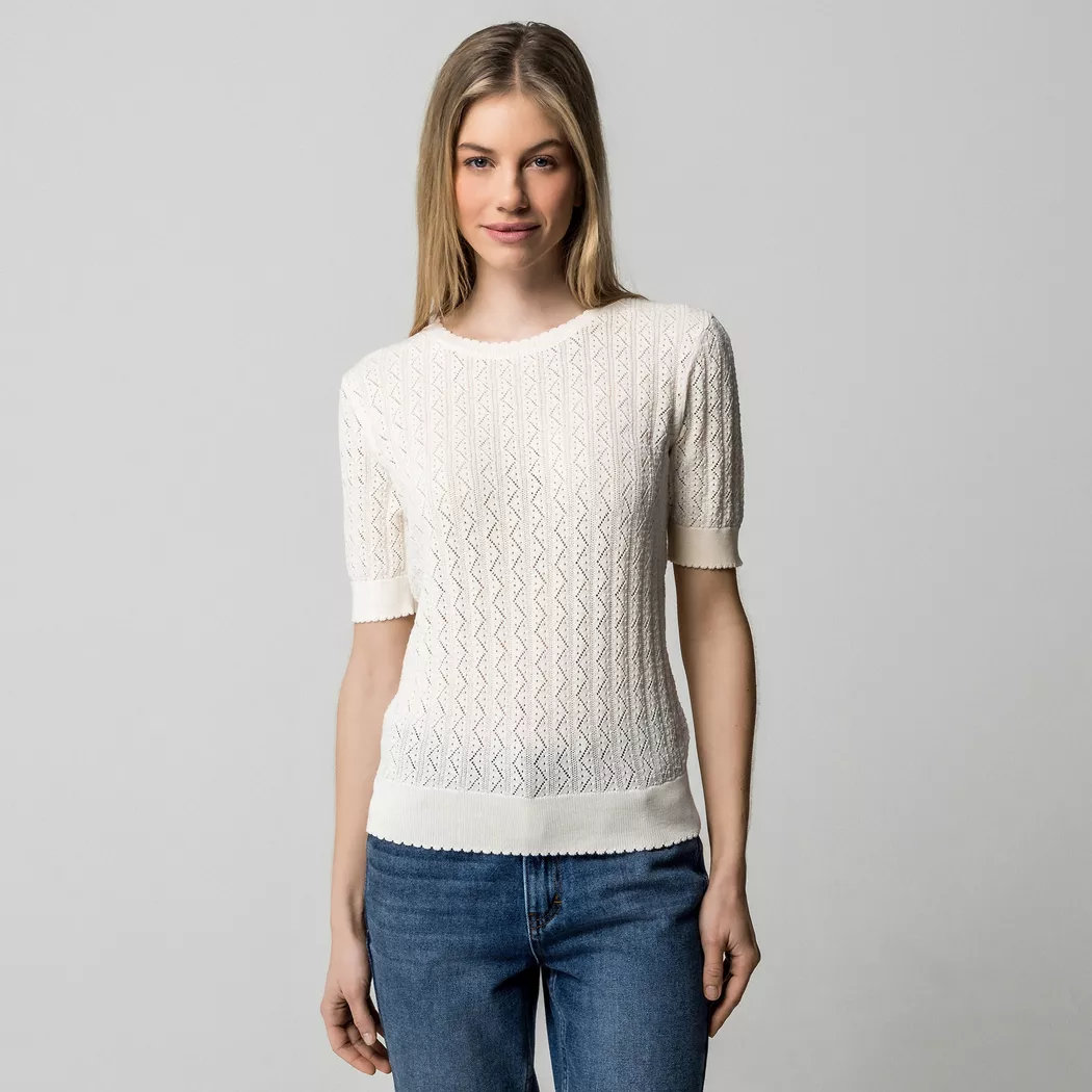 Manor Woman - Pullover, kurzarm, für Damen, Ecru Größe L