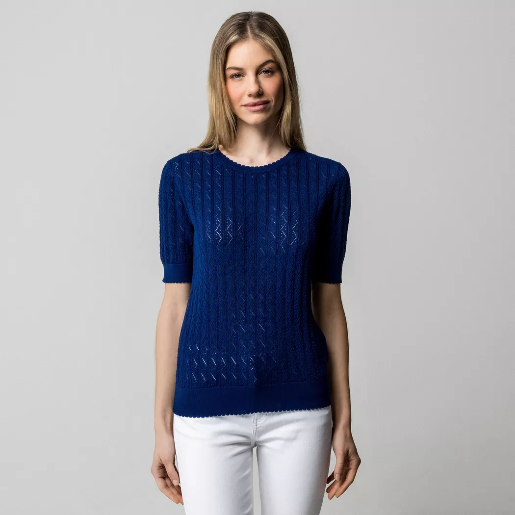 Manor Woman - Pullover, kurzarm, für Damen, Marine, Größe M 3