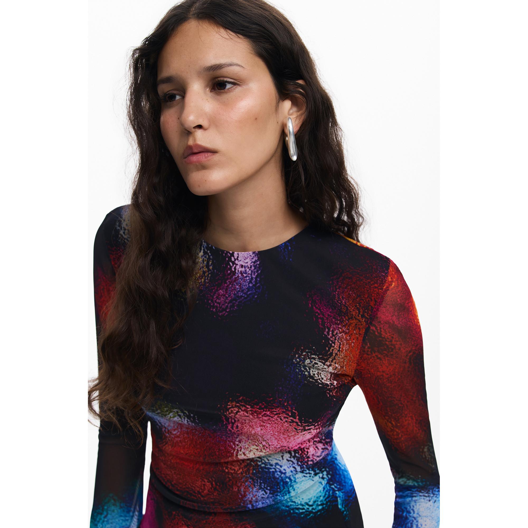 Desigual Langarm T-Shirt Gepunktet Ausgestellter Ärmel  