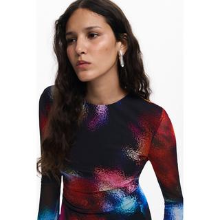 Desigual Langarm T-Shirt Gepunktet Ausgestellter Ärmel  