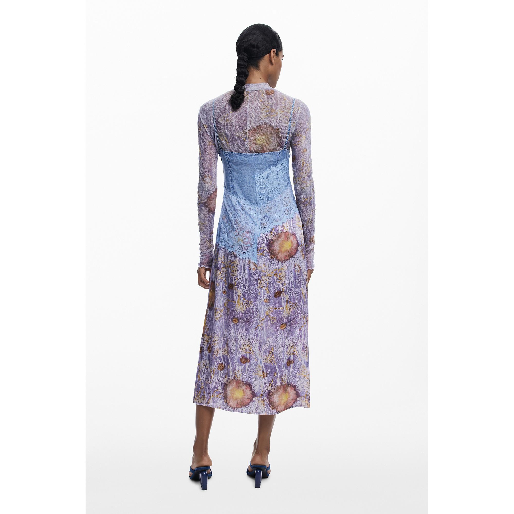 Desigual Kurzes ärmelloses V-Ausschnitt Kleid mit Ethnomuster  