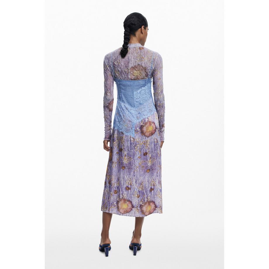 Desigual Kurzes ärmelloses V-Ausschnitt Kleid mit Ethnomuster  