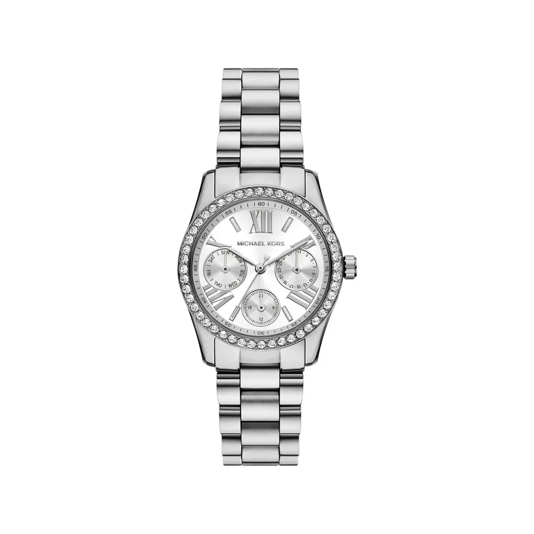 Quarzuhr MICHAEL KORS "LEXINGTON", edelstahlfarben, silberfarben, Armbanduhren, Damen, Quarzuhr, Armbanduhr, Damenuhr, Edelstahlarmband, analog, Tag, Wochentag