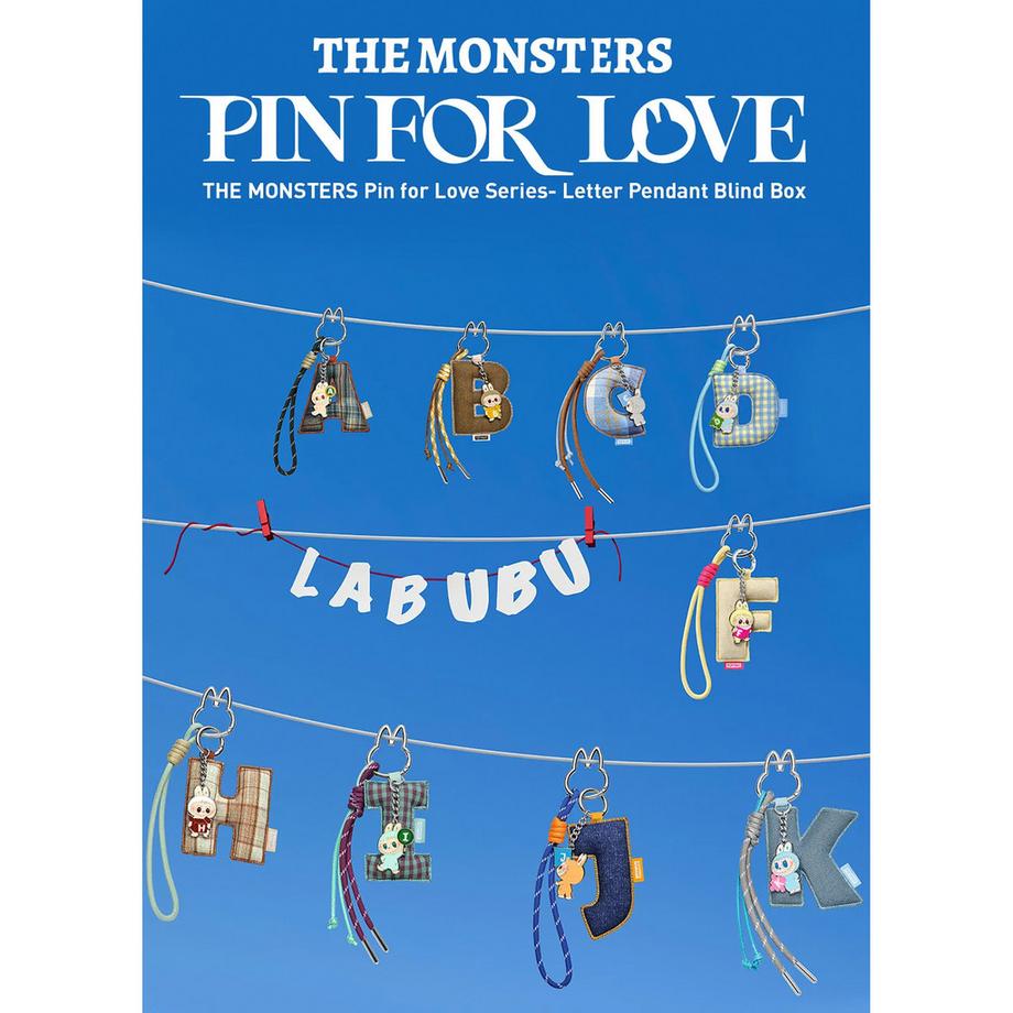 Popmart Beauty Labubu The Monsters "Pin for love" A-M Letter Pendant-Series, Pacchetto sorpresa  