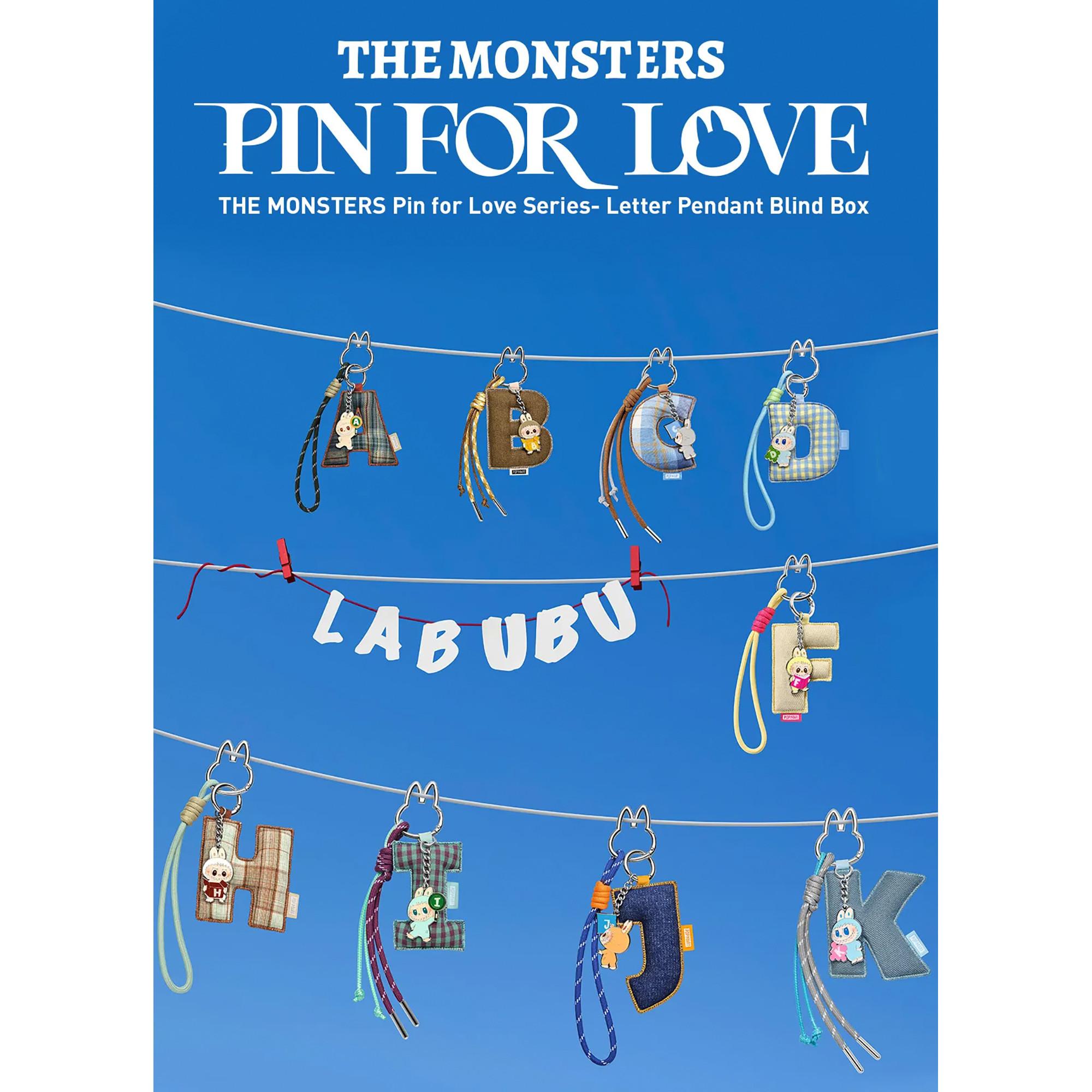 Popmart Beauty Labubu The Monsters "Pin for love" N-Z Letter Pendant-Series, paquet surprise   