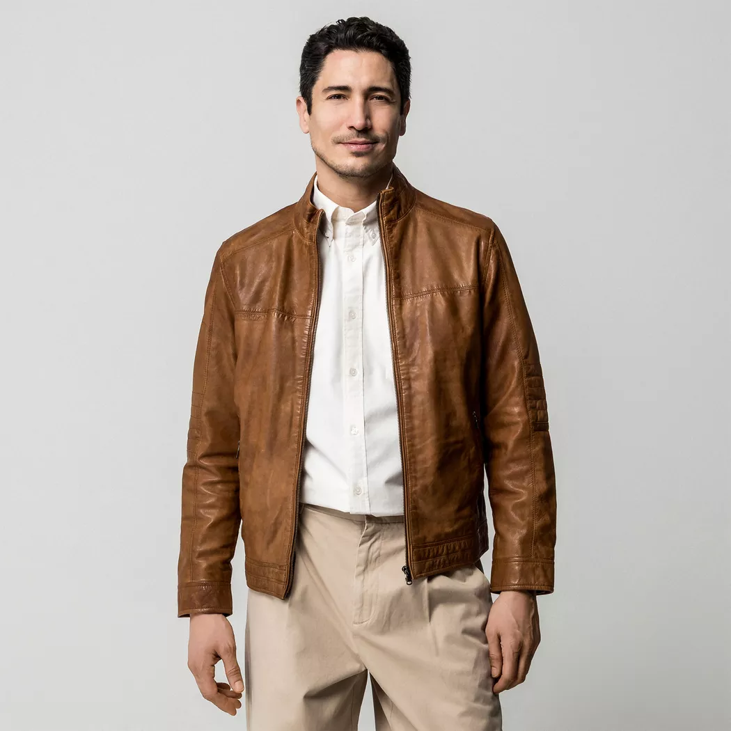 Manor Man - Lederjacke, für Herren, Cognac, Größe 50