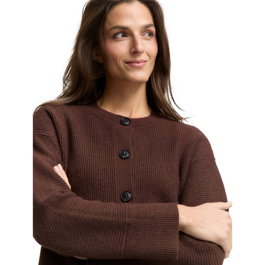 TOM TAILOR Cardigan Oversized Rundhals Meliert  