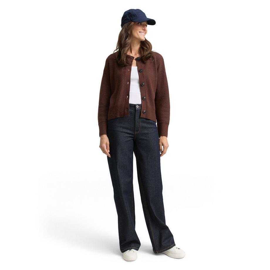 TOM TAILOR Cardigan Oversized Rundhals Meliert  