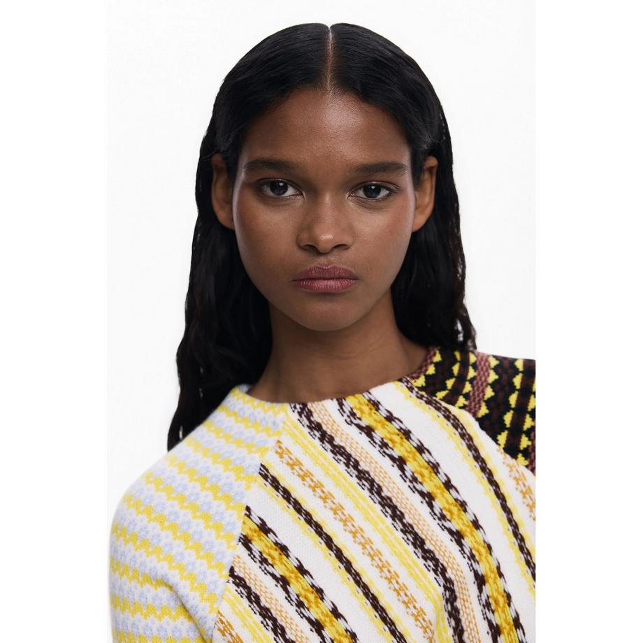 Desigual Pull Manches Longues Motif Col Montant  