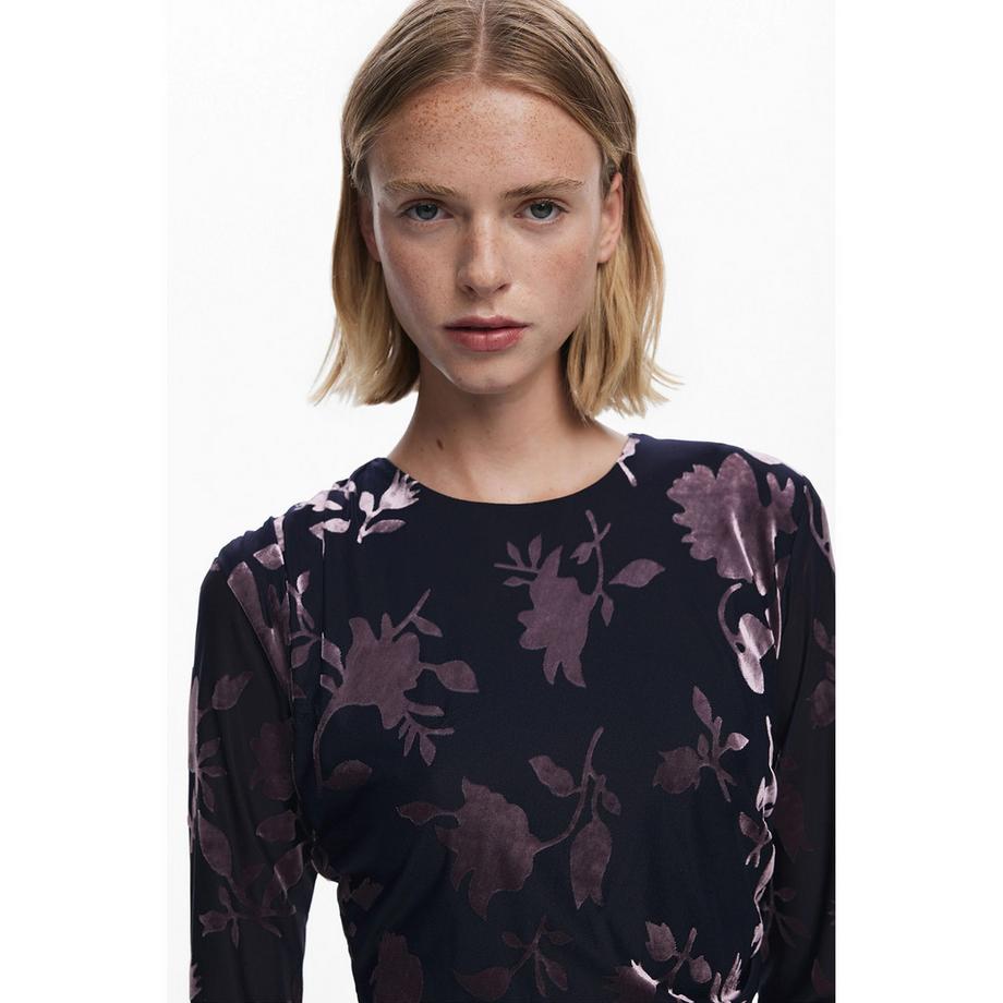 Desigual Robe Mini Manches Longues Florale  