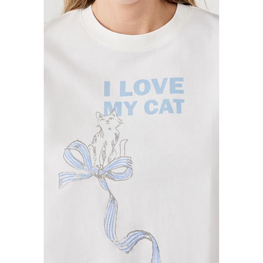 Etam T-shirt con stampa gatto  