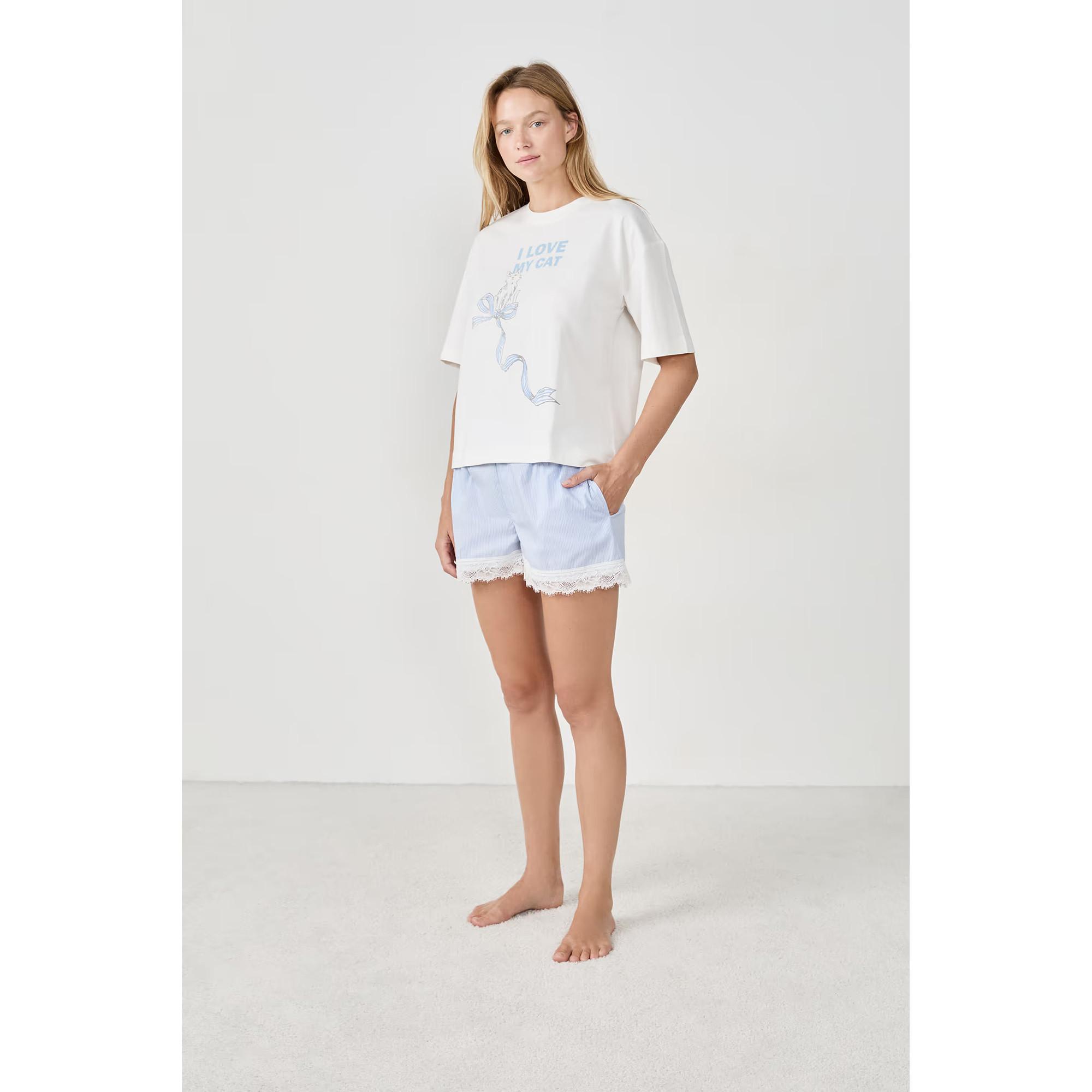 Etam T-shirt de pyjama à imprimé chat  