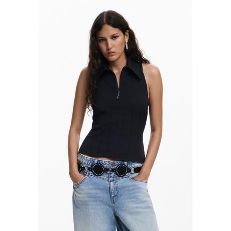 Desigual Ärmellose Bluse mit Kragen  