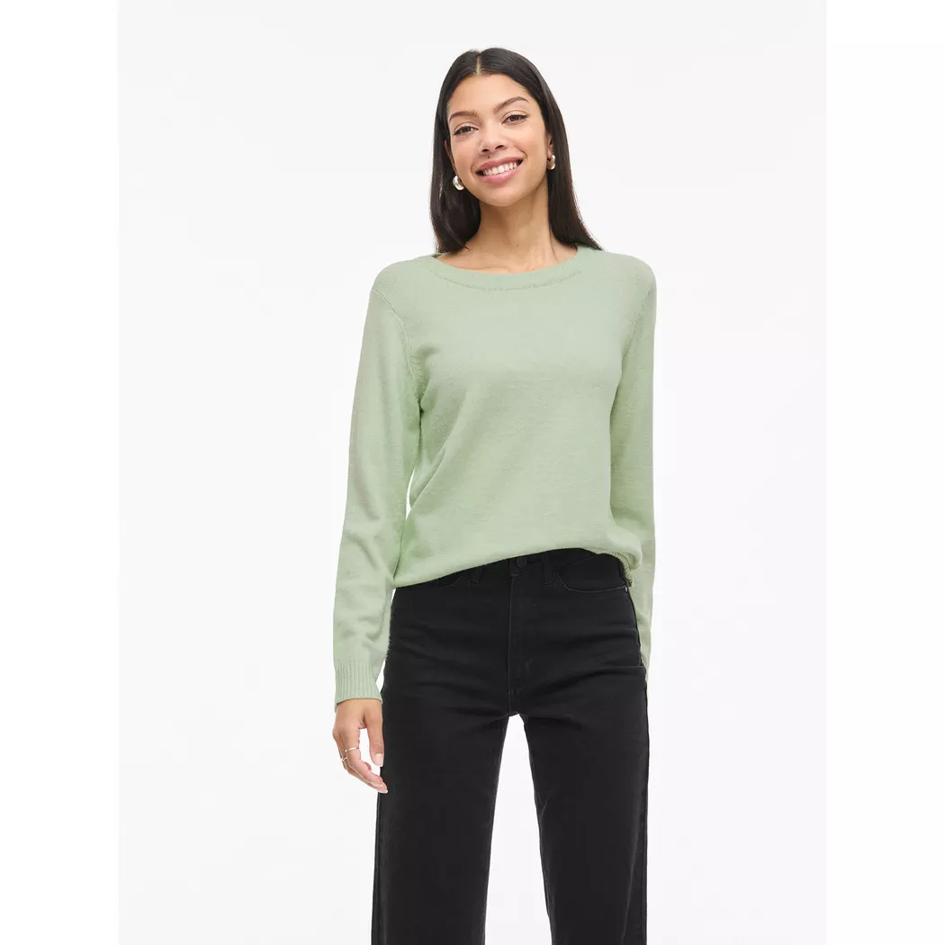 Vila Pull Ril O-neck Knit Smoke Green / Light Melange M Femme